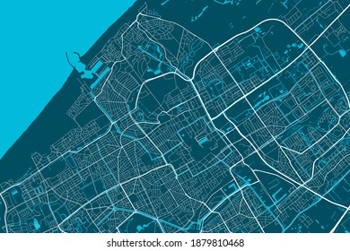 Mapa detallado del área administrativa de la ciudad de La Haya. Ilustración vectorial libre de regalías. Panorama del paisaje urbano. Mapa turístico gráfico decorativo del territorio de La Haya.