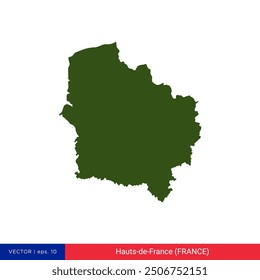 Detailed Map of Hauts-de-France (Heights-of-France) - Region of France Vector Illustration Design Template