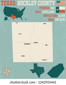 Detailed map of Hockley County in Texas, USA