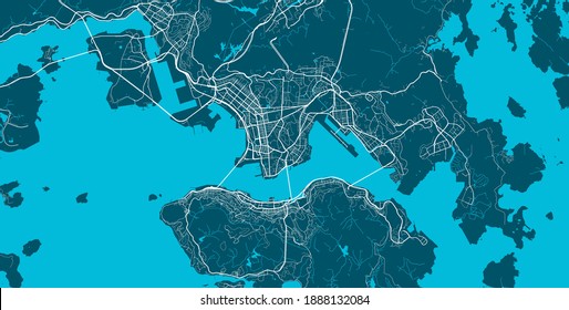 Detailed map of Hong Kong city administrative area. Royalty free vector illustration. Cityscape panorama. Decorative graphic tourist map of Hong Kong territory.