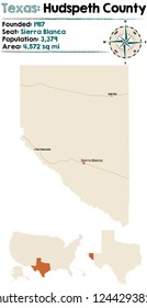 Detailed map of Hudspeth County in Texas, USA