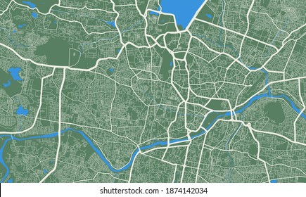 Detailed map of Hyderabad city administrative area. Royalty free vector illustration. Cityscape panorama. Decorative graphic tourist map of Hyderabad territory.