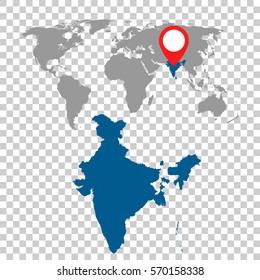 Detailed map of India and World map navigation set. Flat vector illustration.