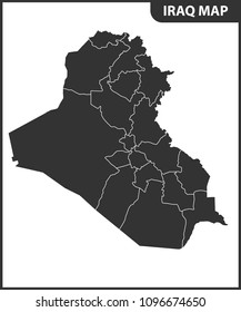 The detailed map of Iraq with regions or states. Administrative division.