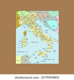 detailed map of italy vector illustration
