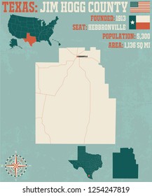 Detailed map of Jim Hogg County in Texas, USA