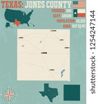 Detailed map of Jones County in Texas, USA