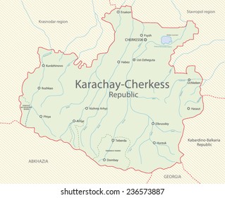 Detailed map of Karachay-Cherkess Republic, Russia