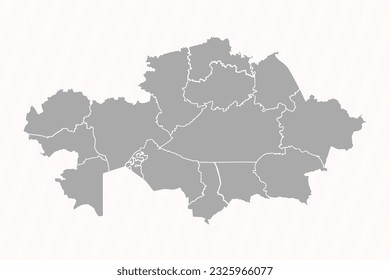 Detailed Map of Kazakhstan With States and Cities, can be used for business designs, presentation designs or any suitable designs.