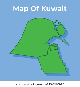 Mapa detallado del país de Kuwait en la ilustración de vector verde