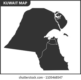 The detailed map of the Kuwait with regions or states. Administrative division.