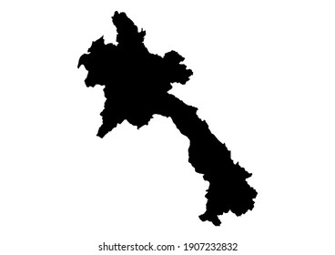 Detailed map of Laos isolated on white background. Vector map suitable for digital editing and prints of all sizes.
