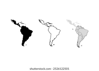 Detailkarte Lateinamerika mit Ländern, kann für Geschäftsdesigns, Präsentationsdesigns oder andere geeignete Designs verwendet werden. Staaten Karte von Lateinamerika mit detaillierten Grenzen, Vektorgrafik