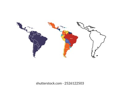 Detailkarte Lateinamerika mit Ländern, kann für Geschäftsdesigns, Präsentationsdesigns oder andere geeignete Designs verwendet werden. Staaten Karte von Lateinamerika mit detaillierten Grenzen, Vektorgrafik