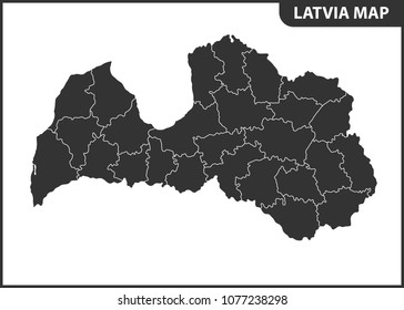 The detailed map of Latvia with regions or states. Administrative division
