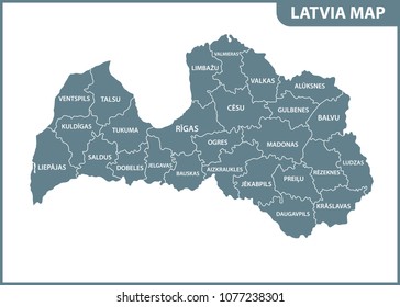 The detailed map of Latvia with regions or states. Administrative division