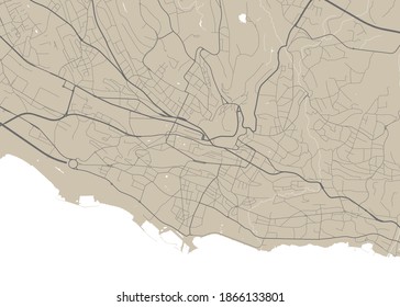 Mapa detallado de la zona administrativa de la ciudad de Lausana. Ilustración vectorial libre de regalías. Panorama del paisaje urbano. Mapa turístico gráfico decorativo del territorio de Lausana.