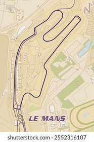 Mapa detalhado de Le Mans Circuit, a famosa pista de corrida