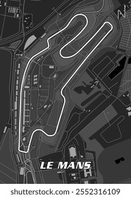 Detailed map of Le Mans Circuit , the famous racetrack