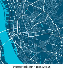 Detailed map of Liverpool city administrative area. Royalty free vector illustration. Cityscape panorama. Decorative graphic tourist map of Liverpool territory.