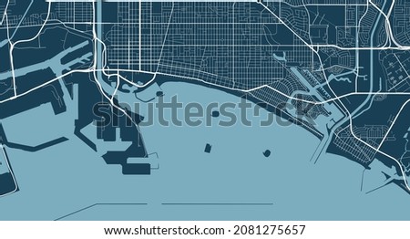 Detailed map of Long Beach city administrative area. Royalty free vector illustration. Cityscape panorama. Decorative graphic tourist map of Long Beach territory.