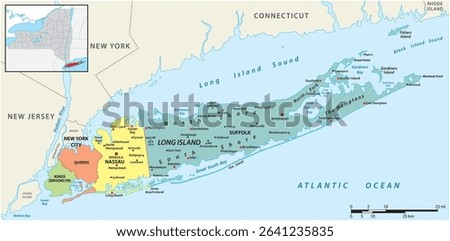 Detailed map of Long Island, New York, United States