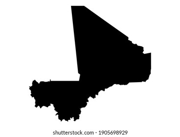 Detailed map of Mali isolated on white background. Vector map suitable for digital editing and prints of all sizes.