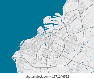 Detailed map of Malmo city administrative area. Royalty free vector illustration. Cityscape panorama. Decorative graphic tourist map of Malmo territory.