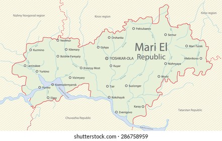 Detailed map of Mari El Republic, Russia