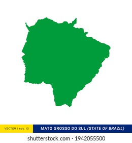 Detailed Map of Mato Grosso do Sul - State of Brazil Vector Illustration Design Template