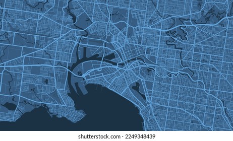 Detailed map of Melbourne city administrative area. Royalty free vector illustration. Cityscape panorama. Decorative graphic tourist map of Melbourne territory.