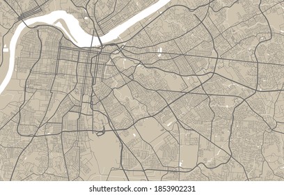 Detailed map of Memphis city administrative area. Royalty free vector illustration. Cityscape panorama. Decorative graphic tourist map of Memphis territory.