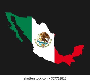 The detailed map of the Mexico with National Flag