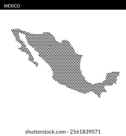 A detailed map of Mexico is represented using dotted patterns, showcasing its geographical shape and outlines clearly.