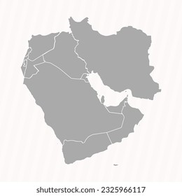 Detailed Map of Middle East With Countries, can be used for business designs, presentation designs or any suitable designs.