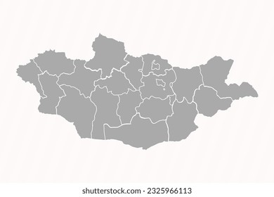 Detailed Map of Mongolia With States and Cities, can be used for business designs, presentation designs or any suitable designs.