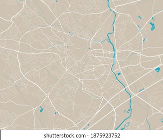 Detailed map of Montpellier city administrative area. Royalty free vector illustration. Cityscape panorama. Decorative graphic tourist map of Montpellier territory.