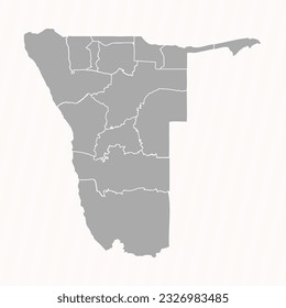 Mapa detallado de Namibia con estados y ciudades, puede ser utilizado para diseños de negocios, diseños de presentaciones o cualquier diseño adecuado.