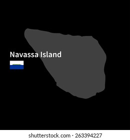 Detailed map of Navassa Island  with flag on black background