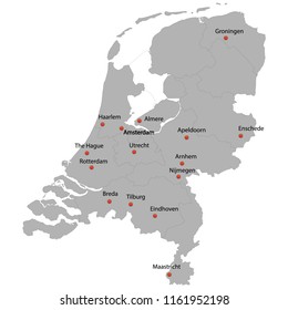 detailed map of the Netherlands with cities