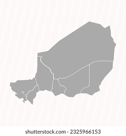 Detailed Map of Niger With States and Cities, can be used for business designs, presentation designs or any suitable designs.