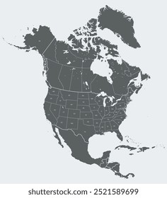 Mapa detalhado de América do Norte