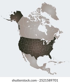 Detailed map of North America