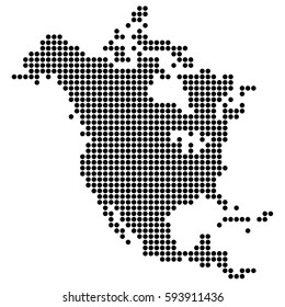 Detailed map of North America made of dots. Vector illustration of a point.