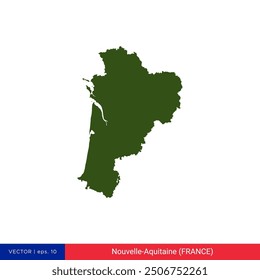 Detailed Map of Nouvelle-Aquitaine (New Aquitaine) - Region of France Vector Illustration Design Template