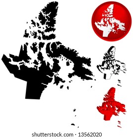 Detailed Map of Nunavut, Canada with several variations