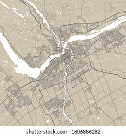 Detailed map of Ottawa city administrative area. Royalty free vector illustration. Cityscape panorama.