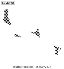 Detailed map outline highlighting the islands of Comoros with distinctive shapes and geographical markers for reference.