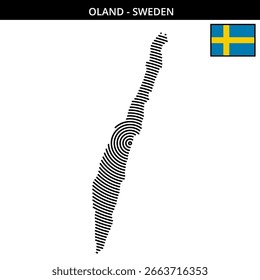 Detaillierte Kartendarstellung Oland Schweden mit Flagge