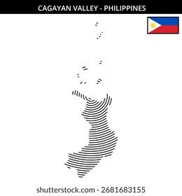 Descrição detalhada do mapa mostrando o Vale de Cagayan com bandeira